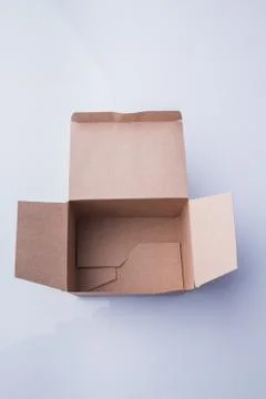 Opened empty cardboard box. Stock Photos
