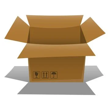 Opened empty cardboard box. Vector illustration. Stock Illustration