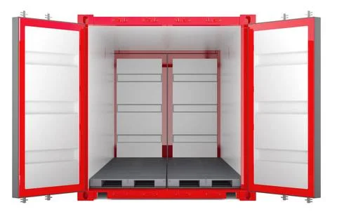 Opened empty cargo container, 3D rendering Opened empty cargo container, 3... Stock Photos