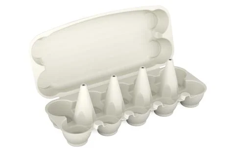 Opened empty egg carton, 3D rendering Stock Illustration