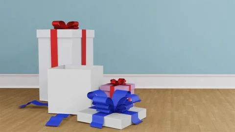 Opened empty the gift box , 3d render Stock Illustration