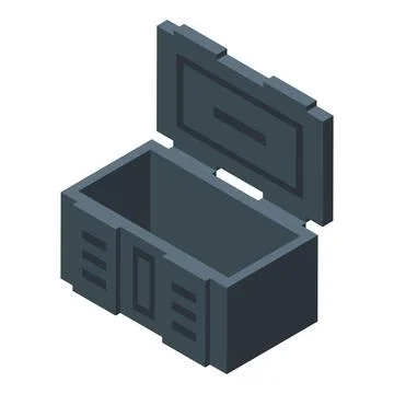 Opened empty metal chest isometric icon protecting valuables Stock Illustration