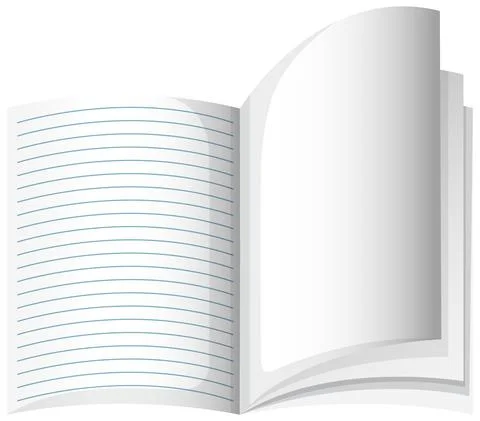 Opened empty notebook o white background Illustrazione stock