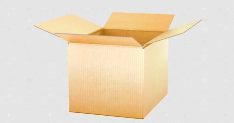 Opened empty parcel. 3D Video Animation, Seamlessly Loopable. 3D rendering .. 스톡 동영상 310142566