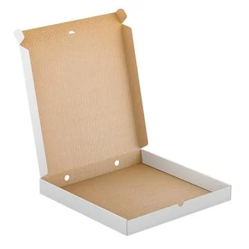 Opened empty pizza box, 3D rendering Stockillustratie