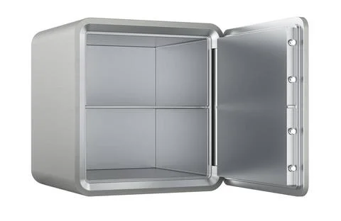 Opened empty safe with combination lock, 3D rendering Opened empty safe wi... Stock Photos