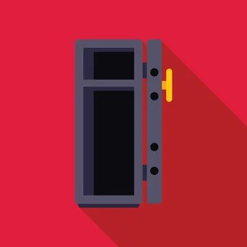 Opened empty safe on red background with long shadow Stock Illustration