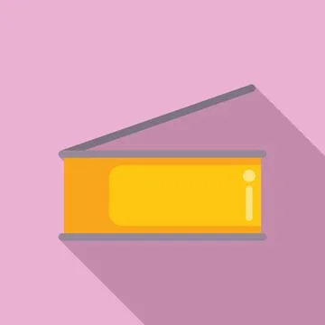 Opened empty tin can with key on top flat design icon Stock Illustration