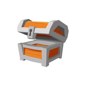 Opened empty treasure chest with big keyhole flat style Stock Illustration