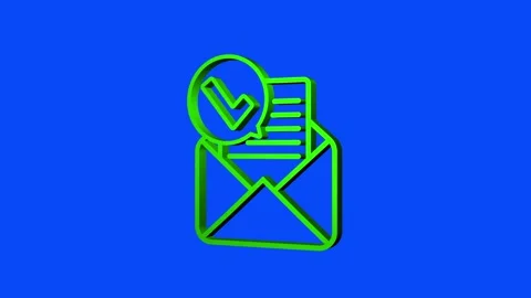 Opened envelope and document with green check mark. Verification email. Motion Stock Footage 158841049