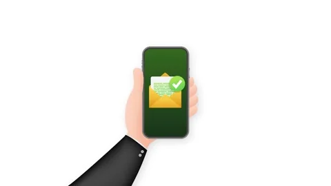 Opened envelope and document with green check mark. Verification email. Motion Stock Footage 159962162