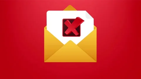 Opened envelope and document with red cross mark. Verification email. Stock Stock Footage 146482121
