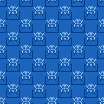 Opened Envelope with Cash vector Money concept line blue seamless pattern Stockillustratie