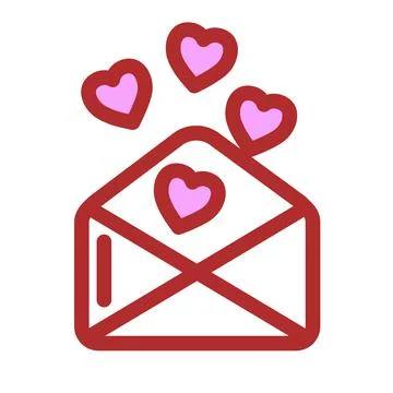 Opened envelope with hearts. Valentines day icon. Vector illustration Stock Illustration