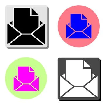 Opened envelope with letter. flat vector icon Stock Illustration