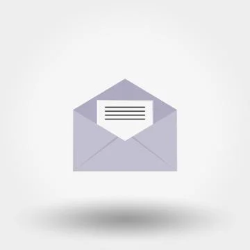 Opened envelope with letter inside. Stock Illustration
