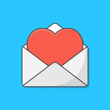 Opened Envelope With Love Heart Card Vector Icon Illustration. Love Message.. Stock Illustration