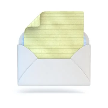 Opened envelope mail sign with empty page 3D 스톡 일러스트