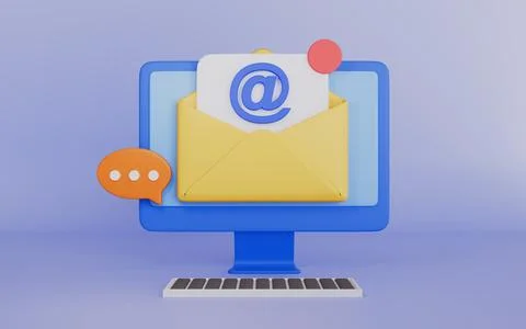 Opened envelope, New email on computer screen, Email notification concept Stockillustratie