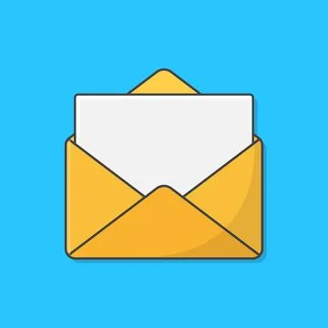 Opened Envelope With Note Paper Card Vector Icon Illustration. The Postal E.. Stock Illustration