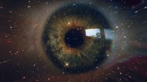 Opened Eye Look Stars In Deep Space Stock Footage 144379917