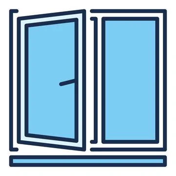 Opened Flat Window vector blue icon or design element Ilustración de archivo