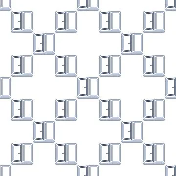 Opened Flat Window vector thin line seamless pattern Illustrazione stock