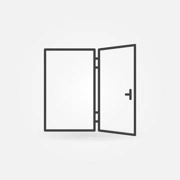 Opened Flush Door outline vector concept icon Stock Illustration