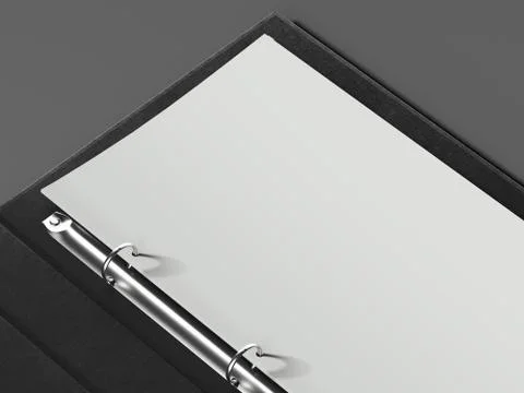 Opened folder and paper sheet on light grey background, 3d rendering Stock Illustration