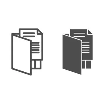 Opened folder line and glyph icon. Files archive, storage and document symbol Stock Illustration