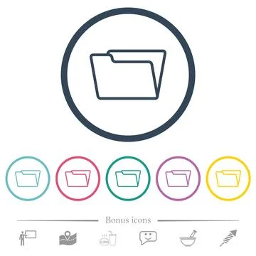 Opened folder outline flat color icons in round outlines Stock Illustration