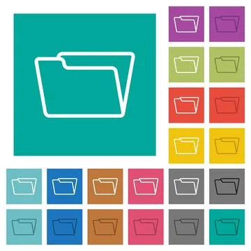 Opened folder outline square flat multi colored icons Illustrazione stock