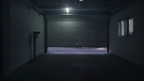 Opened Garage Roller Door with Illumination Stock Footage 191102683