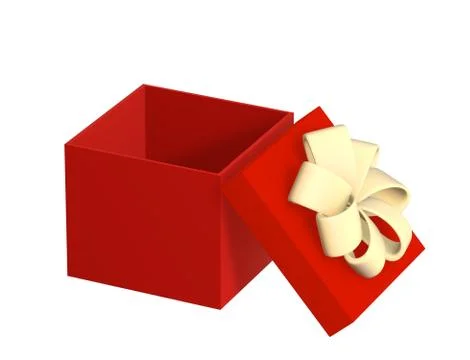 Opened gift 3d box of red color Stock Illustration