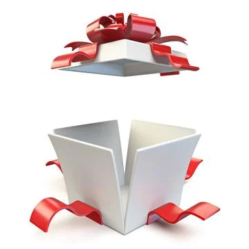 Opened gift box 3D Opened gift box 3D render illustration isolated on whit... Stock Photos
