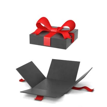 Opened gift box with colourful bow and ribbon Stock Illustration