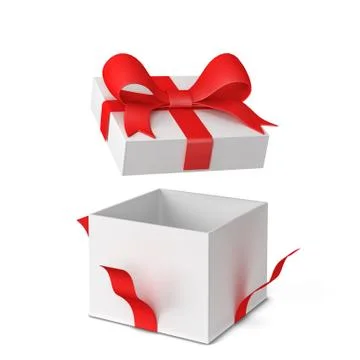Opened gift box with colourful bow and ribbon Stock Illustration