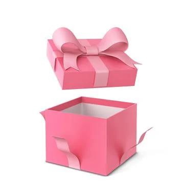 Opened gift box with colourful bow and ribbon Illustrazione stock