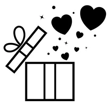 Opened gift box with flying hearts Stock Illustration