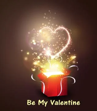 Opened gift-box with  hearts. Stock Illustration