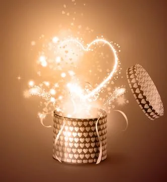 Opened gift-box with  hearts. Stock Illustration