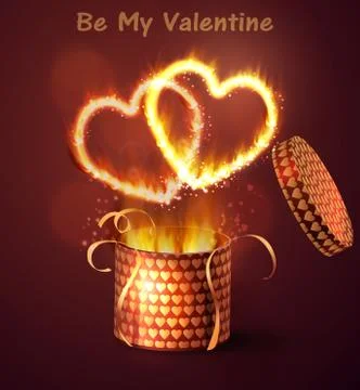 Opened gift-box with hearts. Stock Illustration