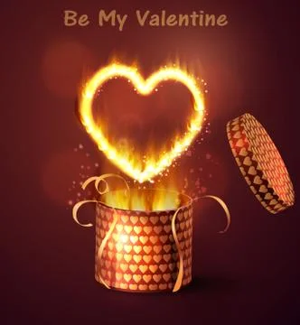 Opened gift-box with hearts. Stock Illustration