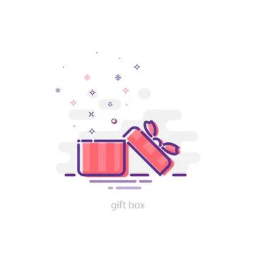 Opened gift box in mbe style illustration. Vector holiday design element. Stock Illustration