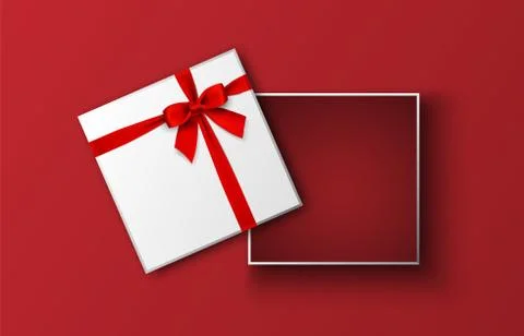 Opened gift box with red bow, vector illustration Stock Illustration