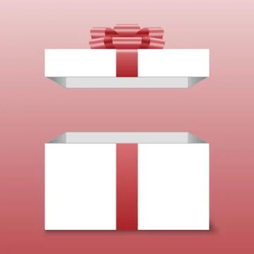 Opened gift box with red bow, vector illustration Stock Illustration