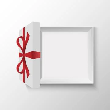 Opened gift box with red bow, vector illustration Stock Illustration