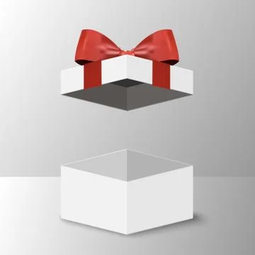 Opened gift box with red bow, vector illustration Stock Illustration