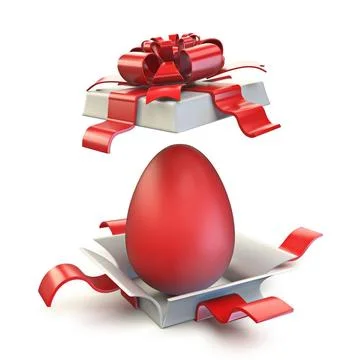 Opened gift box with red Easter egg 3D Opened gift box with red Easter egg... Stock Photos