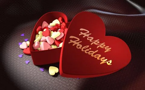 Opened Gift Heart Box With Candy 写真素材